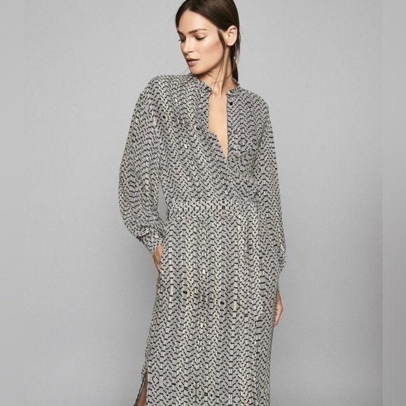 Reiss Mellie Bead Print Midi Dress - Picture 3 of 11